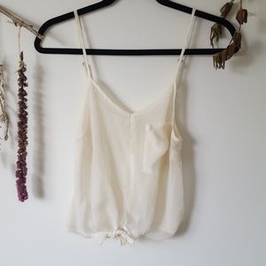 Sheer tie front crop top